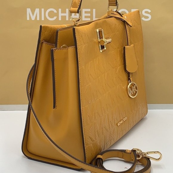 Michael Kors Penelope Large Top Handle Satchel Marigold Color - Picture 5 of 16